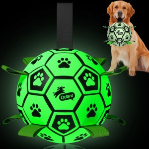 Mint Glow Green Dog Soccer Ball with Straps | Large Dogs ?C 8 inch