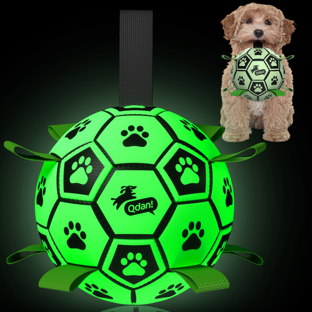 Mint Glow Dog Soccer Ball with Straps | Medium Dogs ?C 6 inch