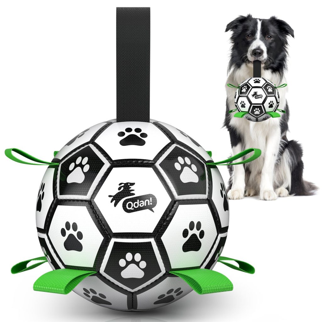 Classic Black & White Dog Soccer Ball with Straps - 5 inch to 10 inch