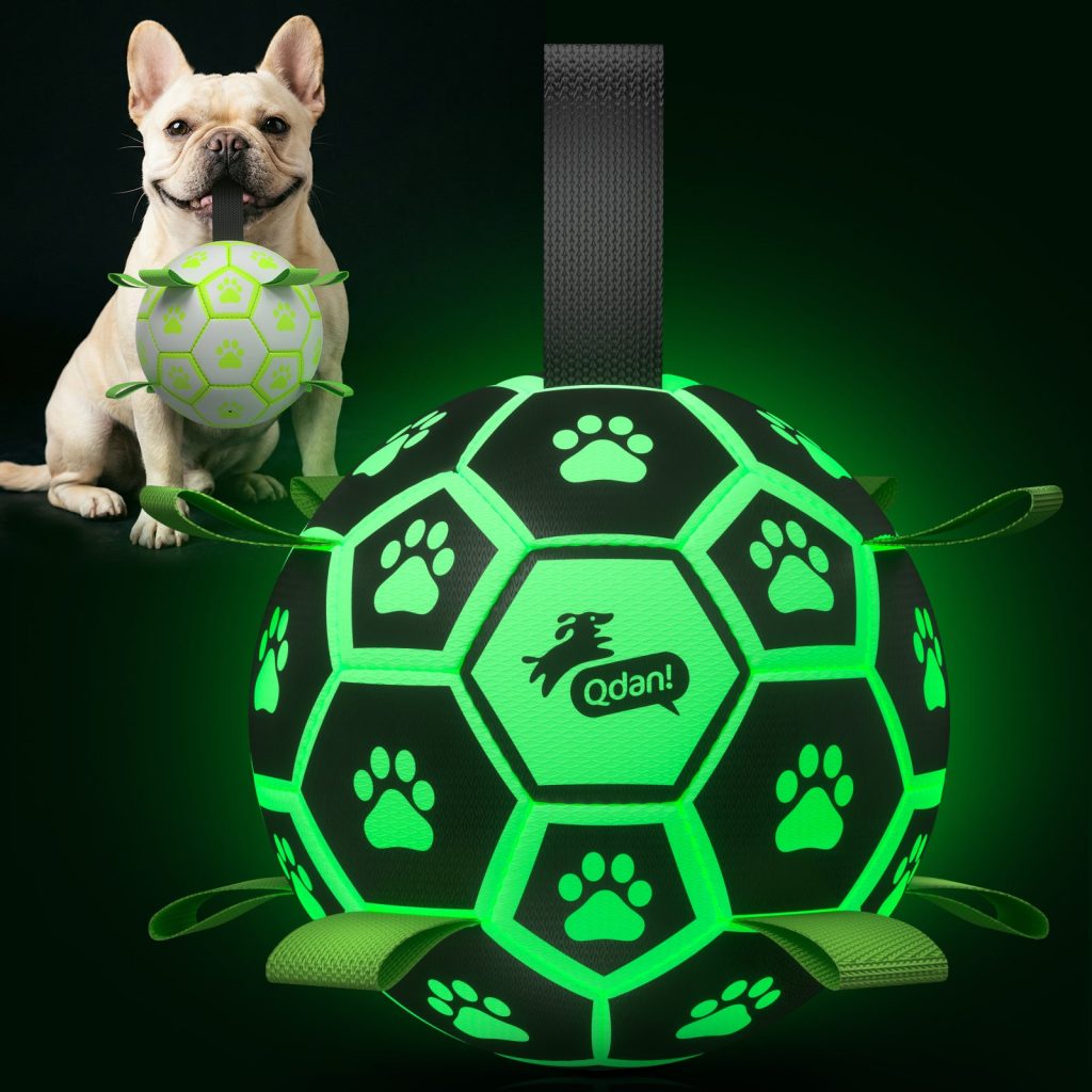 Glow Green Dog Soccer Ball with Straps?C 6 inch & 8 inch