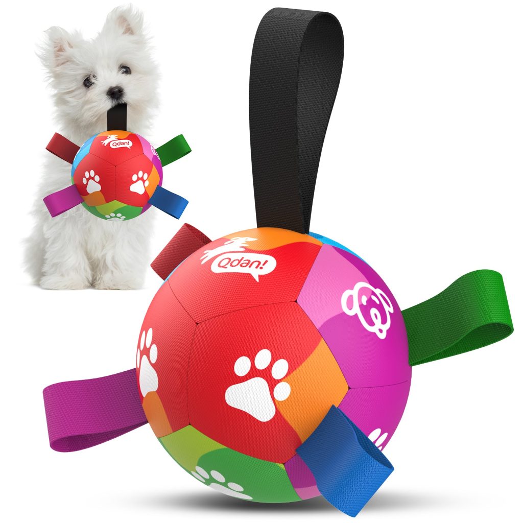 Rainbow Dog Soccer Ball with Straps | Small Dogs ?C 5 inch