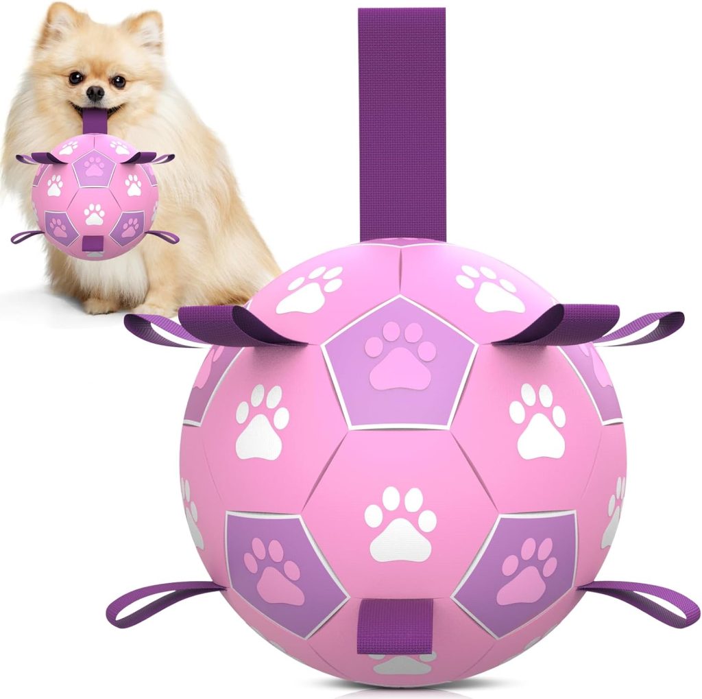 Lilac Dog Soccer Ball with Straps | Medium Dogs ?C 6 inch