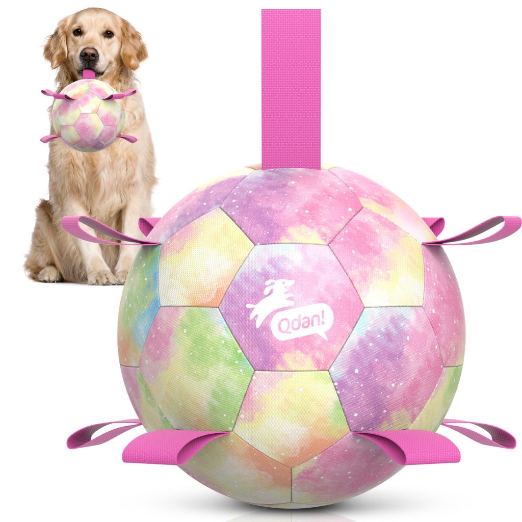 Gradient Rainbow Dog Soccer Ball with Straps | Large Dogs ?C 8 inch