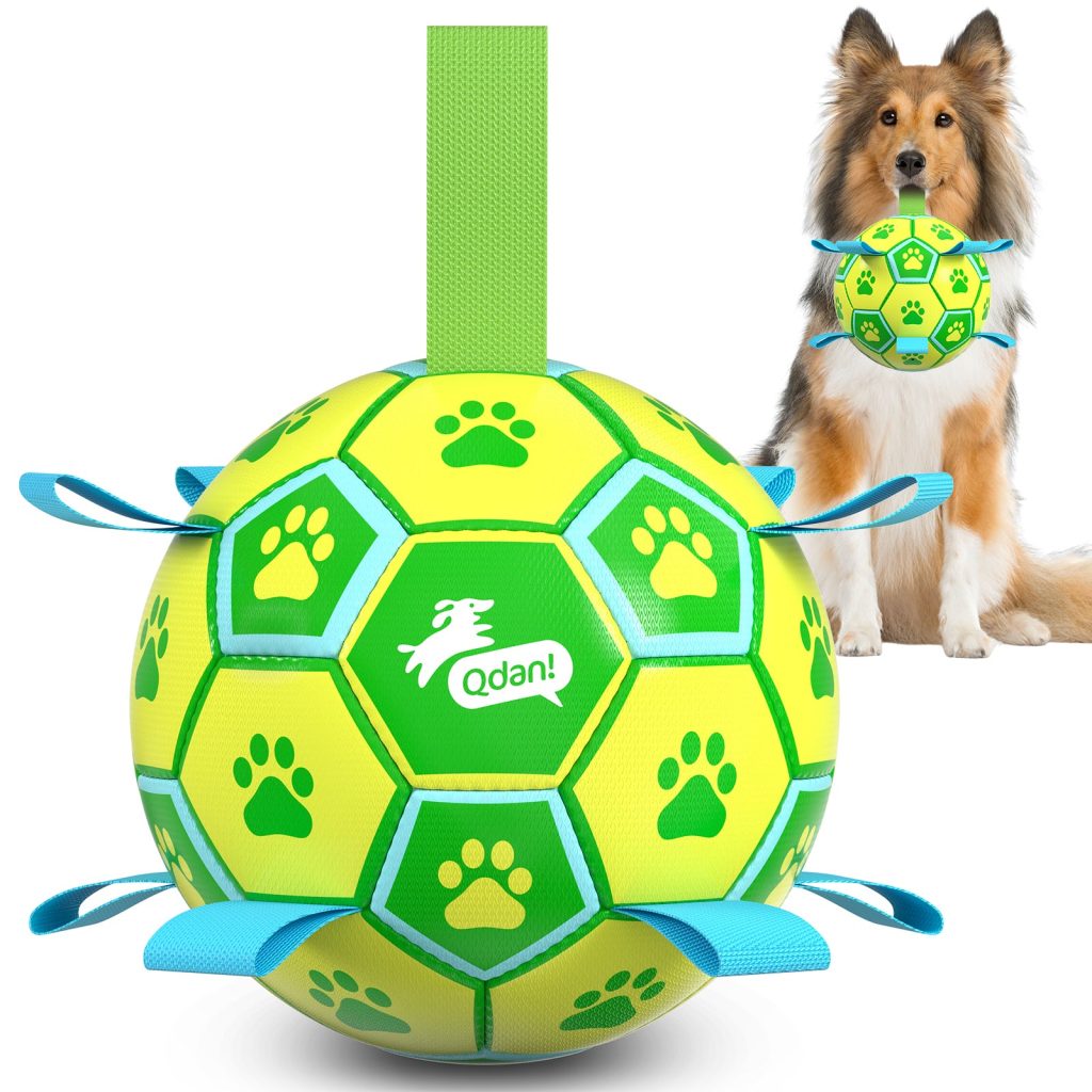 Lime Green Dog Soccer Ball with Straps | Large Dogs ?C 8 inch