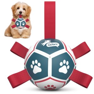 Blue Red Dog Soccer Ball with Straps | Small Dogs ?C 5 inch