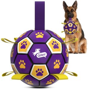 Purple Yellow Dog Soccer Ball with Straps | Extra Large Dogs ?C 9 inch