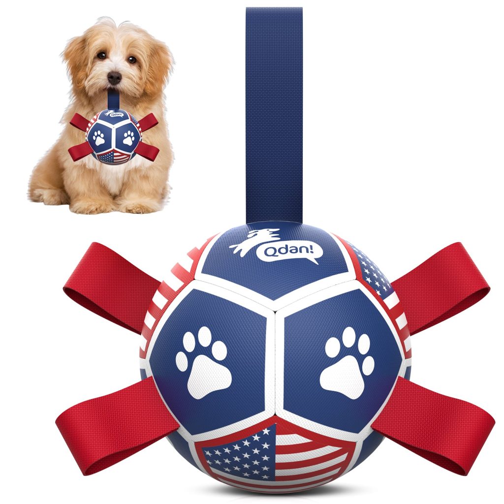 Navy Bue Dog Soccer Ball with Straps | Small Dogs - 5 inch