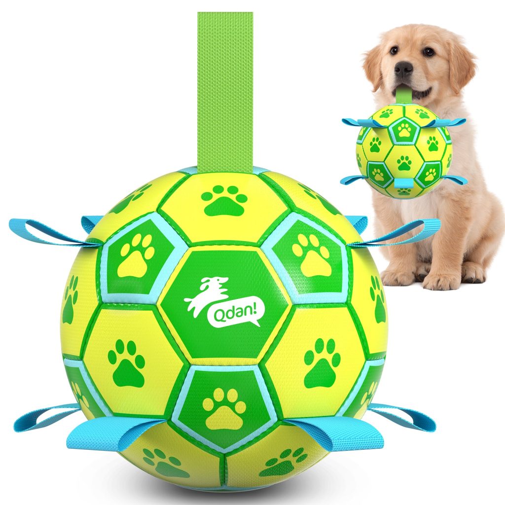 Lime Green Dog Soccer Ball with Straps- 6 inch to 8 inch