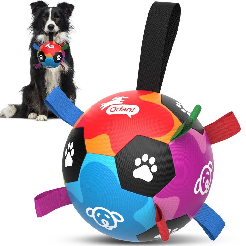 Rainbow Dog Soccer Ball with Straps ?C 5 inch to 8 inch