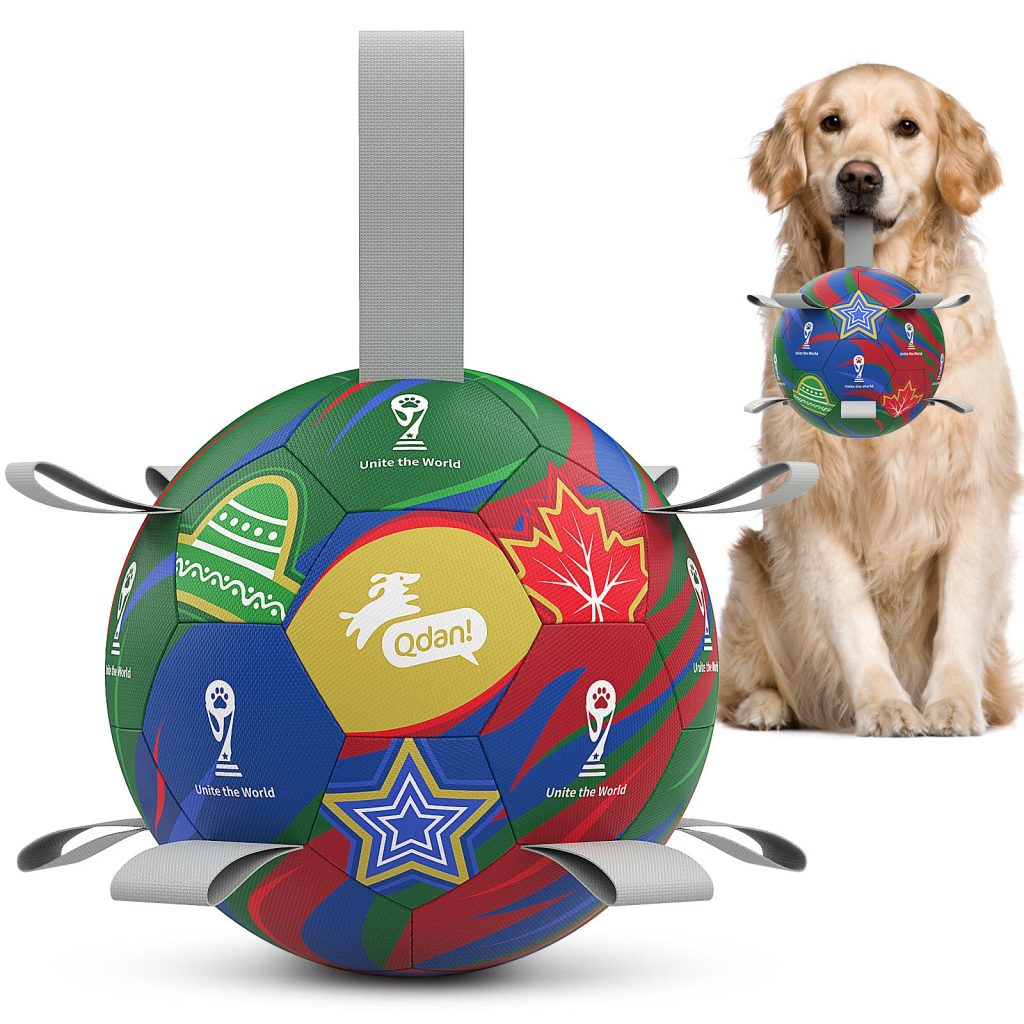 Dark Green World Cup Dog Soccer Ball with Straps | Large Dogs ?C 8 inch