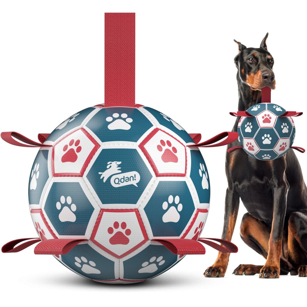 Blue Red Dog Soccer Ball with Straps | Giant Dogs ?C 10 inch