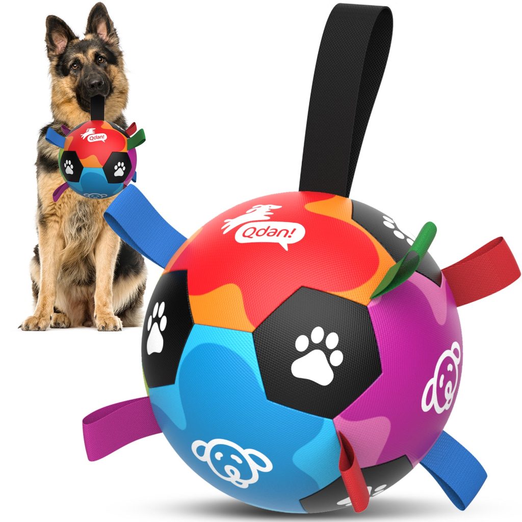 Rainbow Dog Soccer Ball with Straps | Large Dogs ?C 8 inch