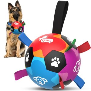 Rainbow Dog Soccer Ball with Straps | Large Dogs ?C 8 inch