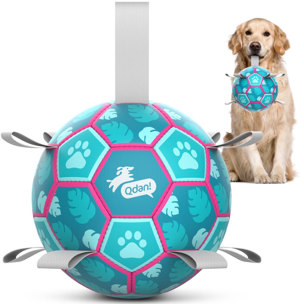 Lake Blue Dog Soccer Ball with Straps | Large Dogs ?C 8 inch