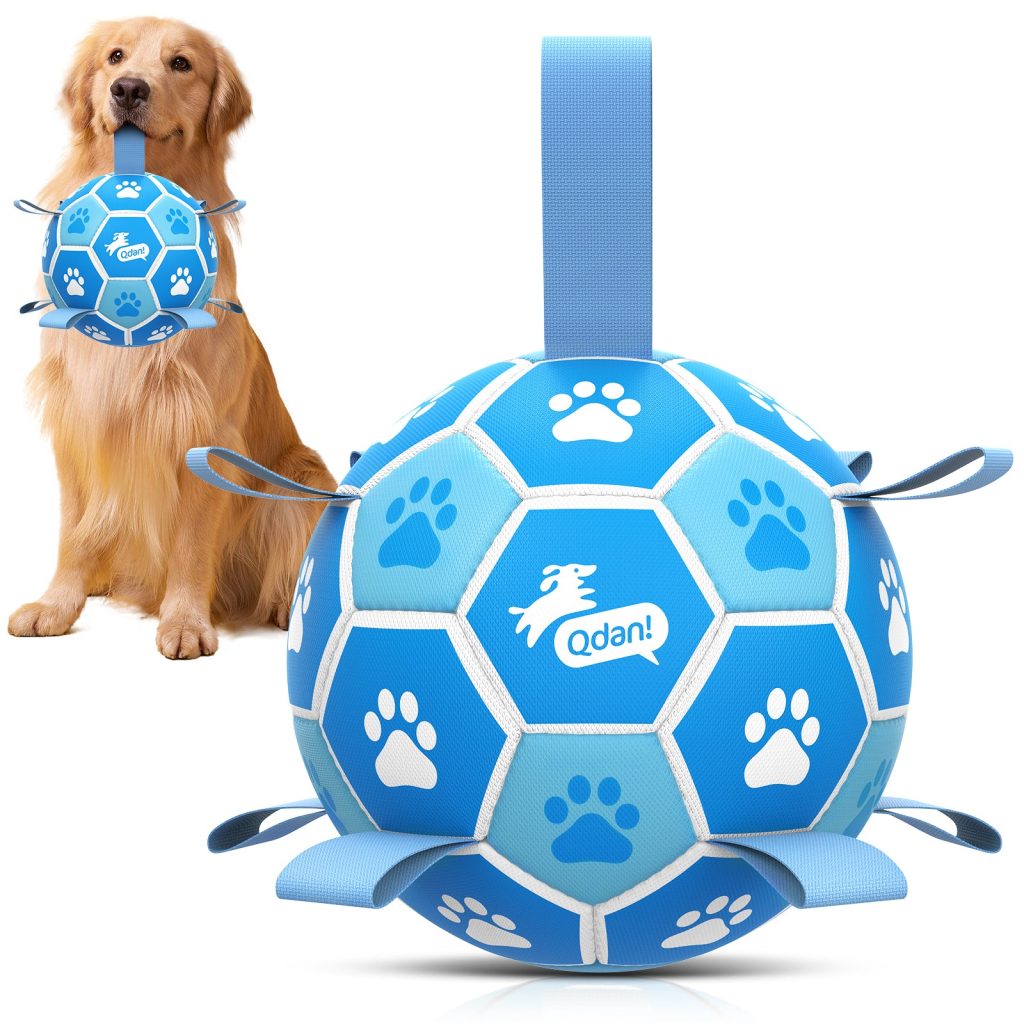 Sky Blue Dog Soccer Ball with Straps | Small to Large Dogs ?C 5 inch to 8 inch