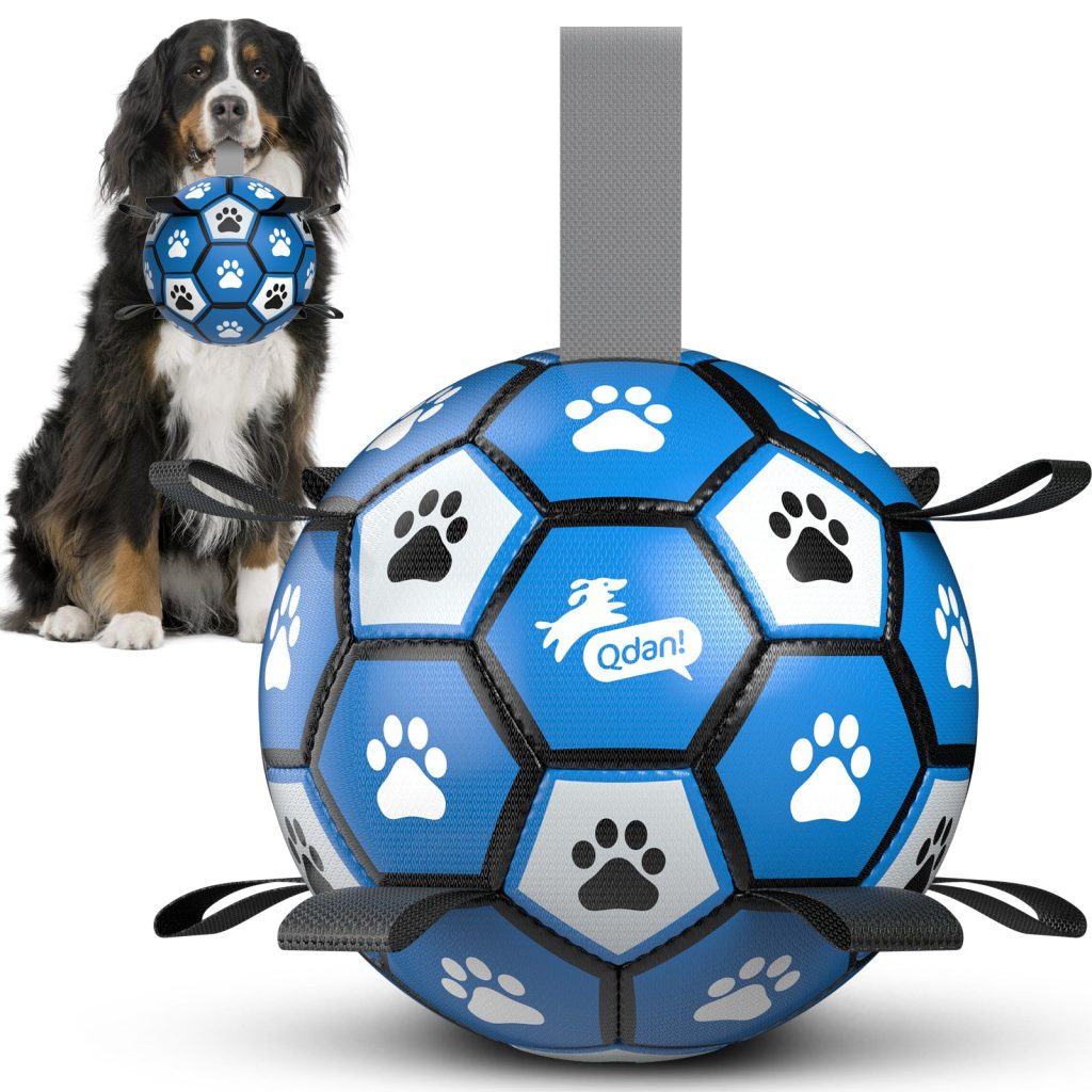 Royal Blue Dog Soccer Ball with Straps | Extra Large Dogs ?C 9 inch