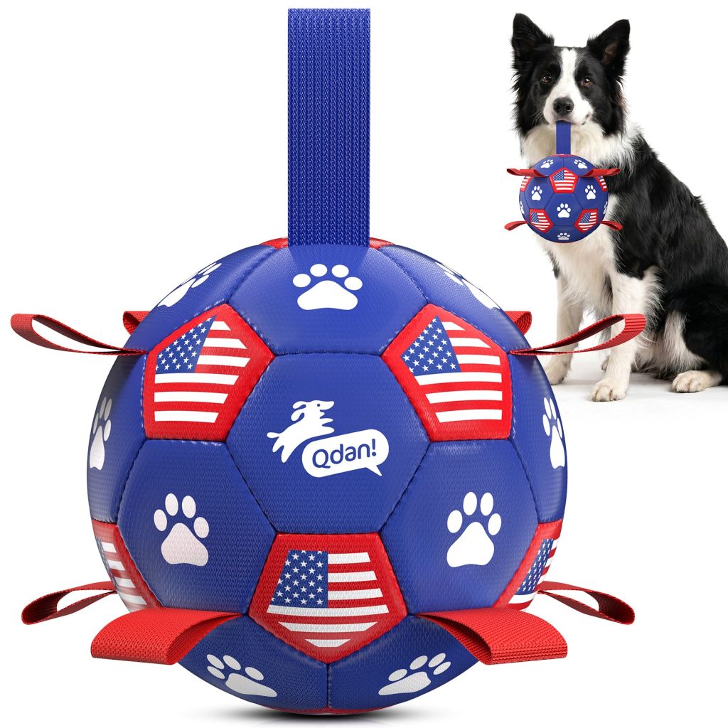 Navy Bue Dog Soccer Ball with Straps | Medium Dogs ?C 6 inch