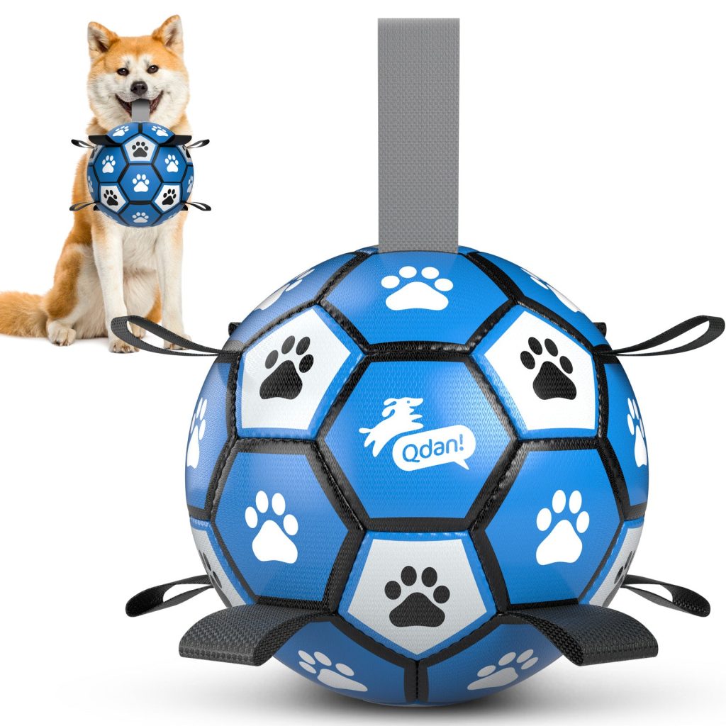 Blue Grey Dog Soccer Ball with Straps ?C 6 inch to 9 inch